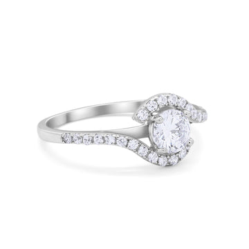 Wedding Engagement Bridal Ring Round Simulated CZ 925 Sterling Silver